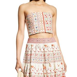 Alice + Olivia Ceresi Floral Smocked-Back Bandeau Crop Top